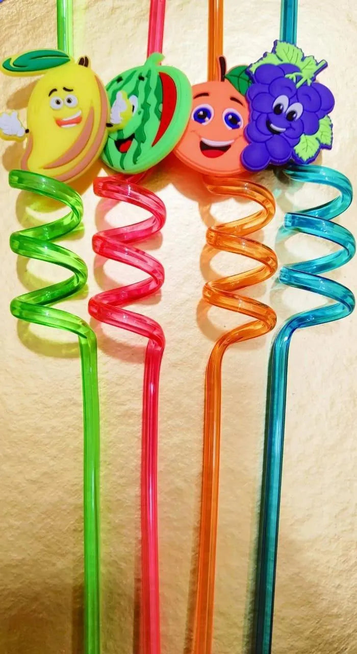 Reusable Multicolor Curly Straws – Fun Drinking Straws for Kids & Parties (8 Pcs)