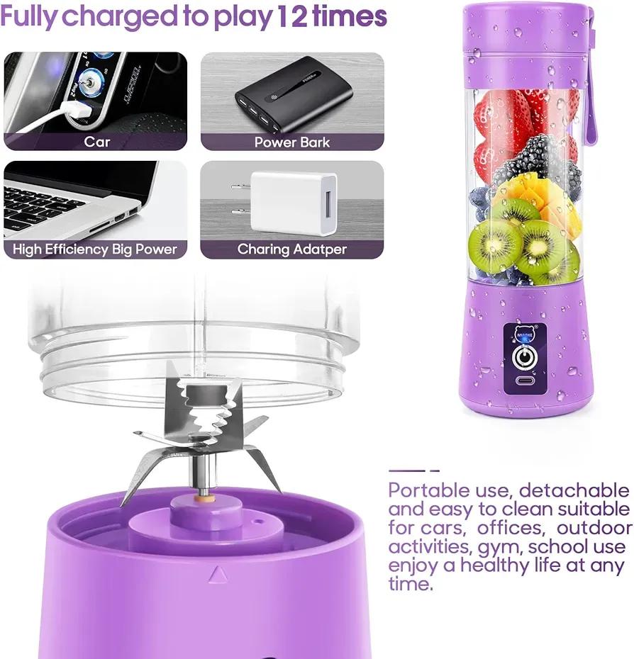 Electric Juicer Blender – Portable Smoothie & Juice Maker for Home Use