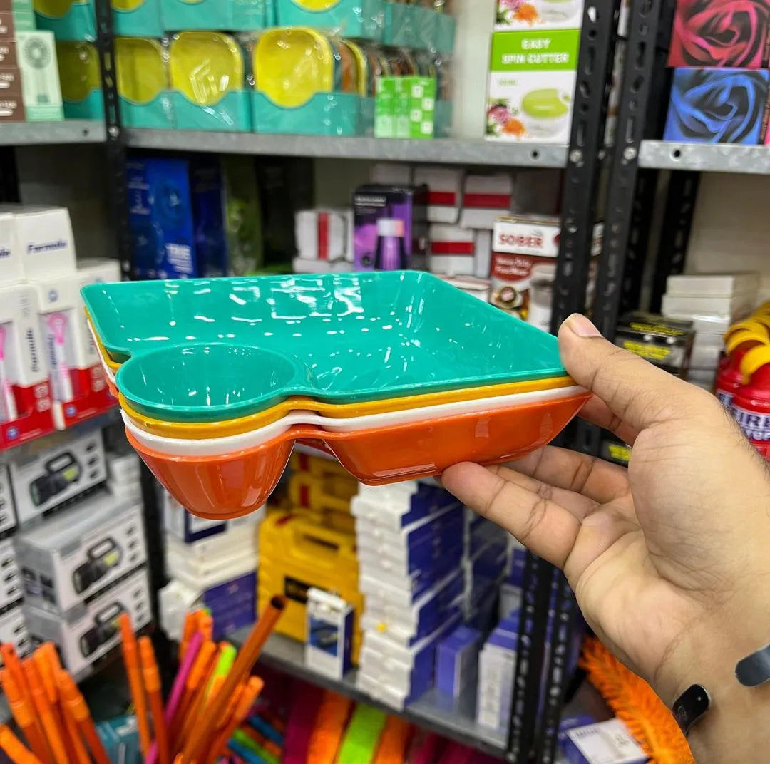 Premium 4-Piece French Fry and Dumpling Plate Set with Integrated Sauce Dish